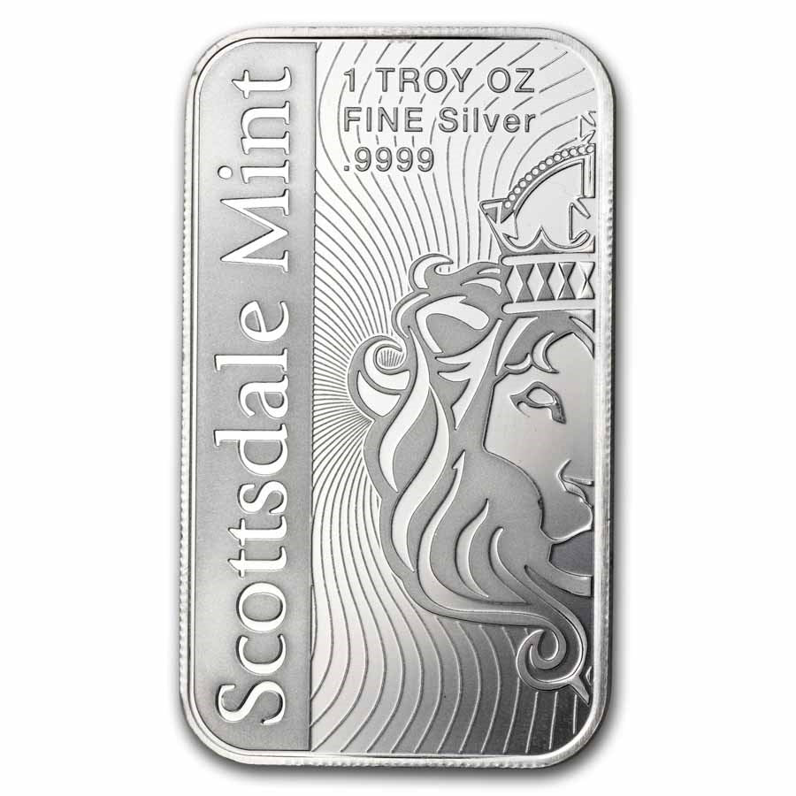 Lot Of 5 - 1 Troy Oz .999 Silver Bar - Scottsdale Mint VORTEX Bullion Bar