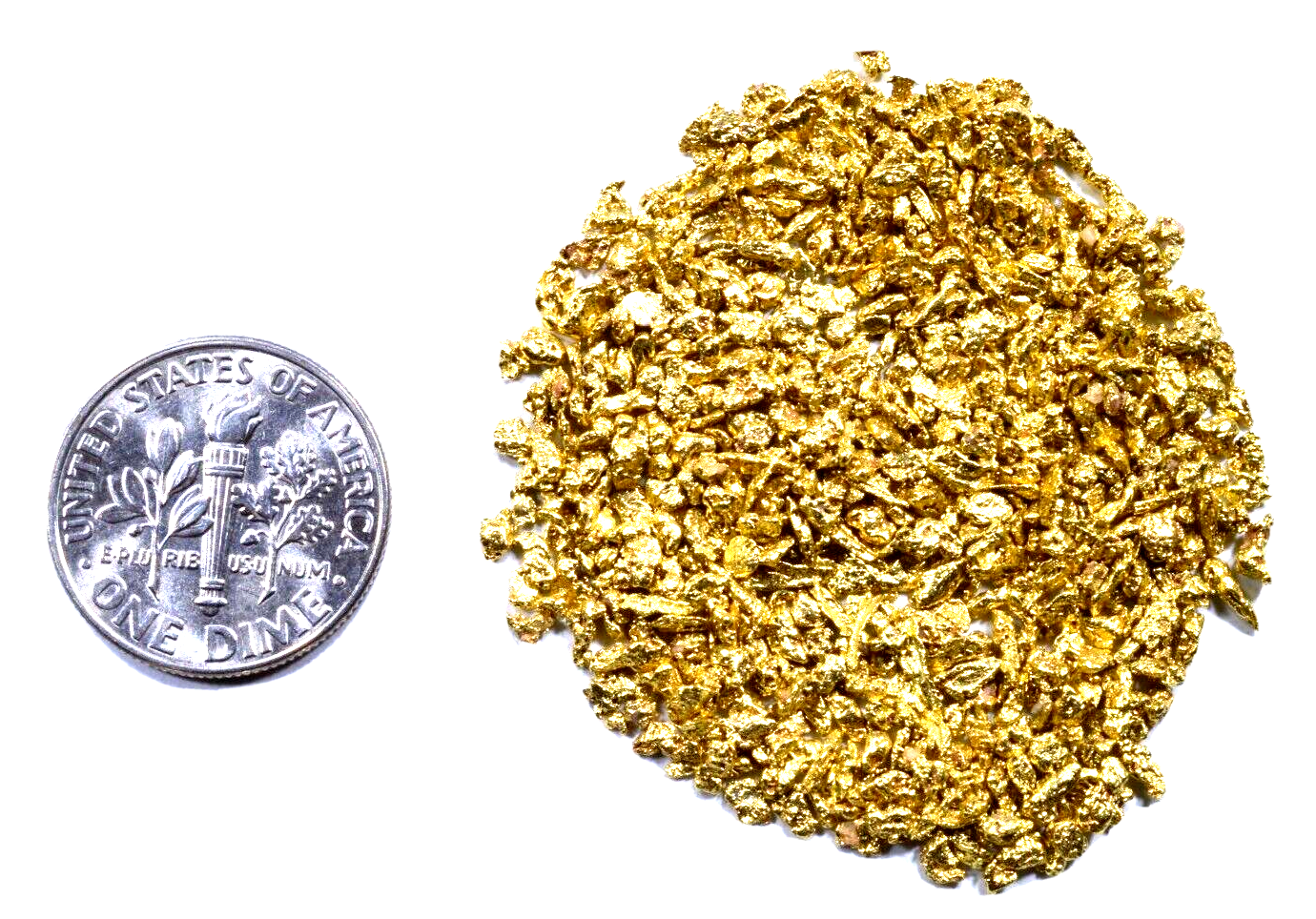 0.125 GRAMS ALASKAN YUKON BC NATURAL PURE GOLD NUGGETS #14 MESH - LIQUID BULLION