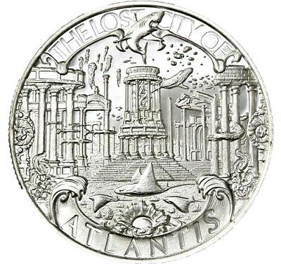 1 TROY OZ .999 FINE SILVER ATLANTIS MYTHICAL CITIES SERIES ROUND BU