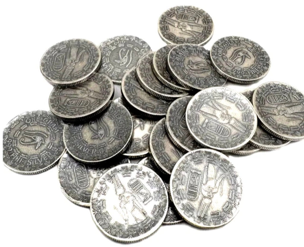 LOT 2 X 1 GRAM .999 SILVER MONARCH OLD WORLD STYLE EGYPTIAN GOD MONTU ROUNDS BU liquidbullion