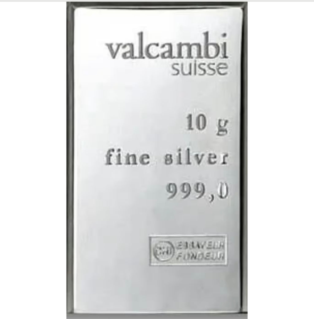 Valcambi 1 Gram Silver Bar + 1 Gram Silver Shot + 10 Large 18 Mesh Gold Nuggets - Precious Metals Lot