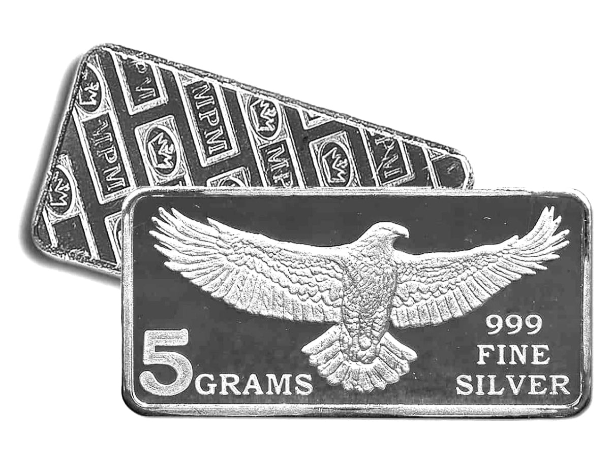 5 GRAM .999 FINE SILVER MONARCH EAGLE BAR BU