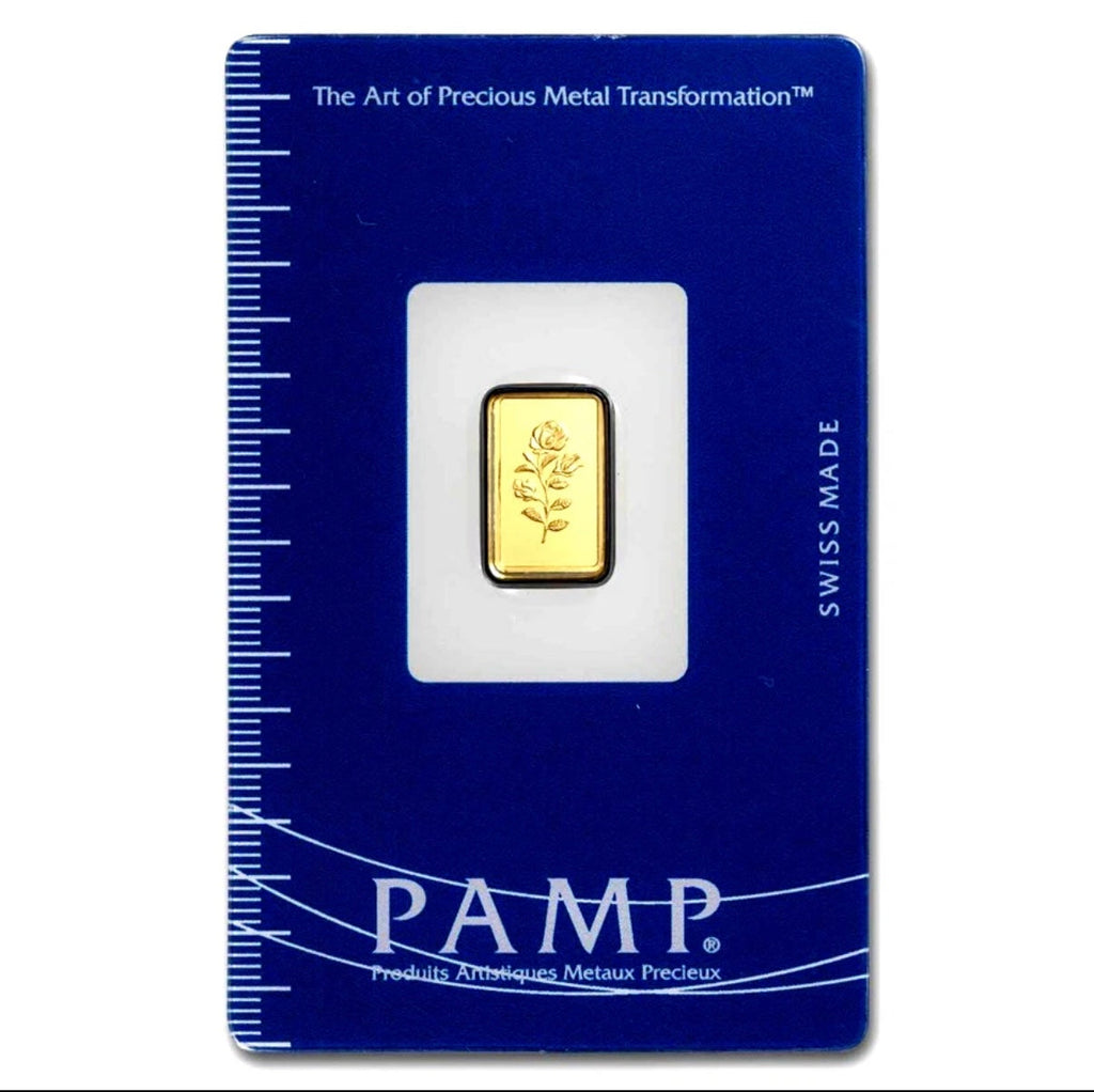 1 GRAM PAMP SUISSE .9999 ROSA GOLD BAR IN ASSAY BU naturalgoldnuggets