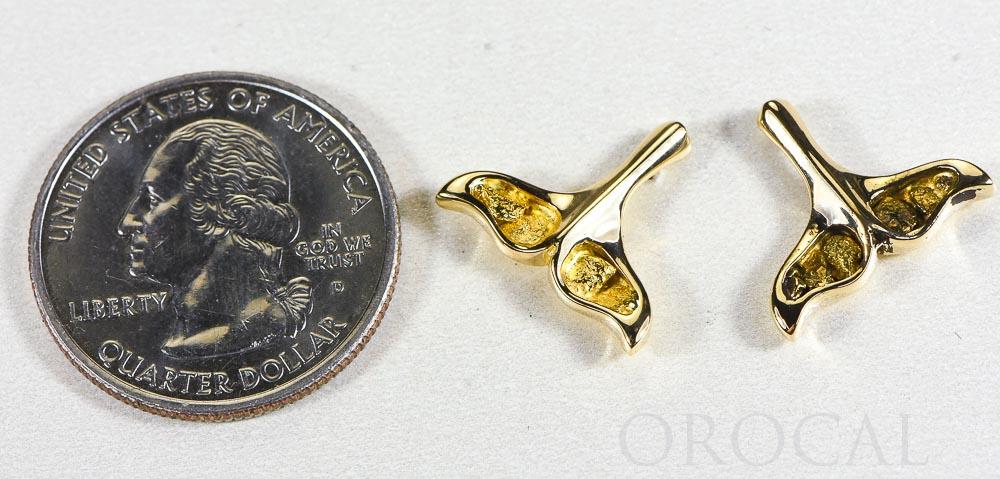 Gold Nugget Whale Tail Earrings "Orocal" EDLWT8SOL Genuine Hand Crafted Jewelry - 14K Gold Casting