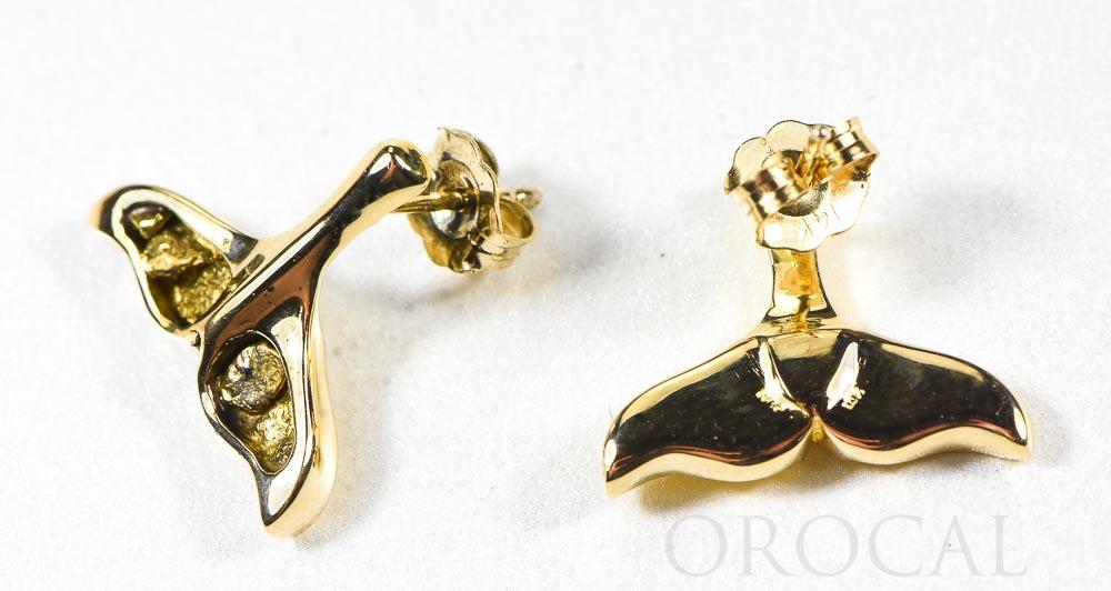 Gold Nugget Whale Tail Earrings "Orocal" EDLWT8SOL Genuine Hand Crafted Jewelry - 14K Gold Casting