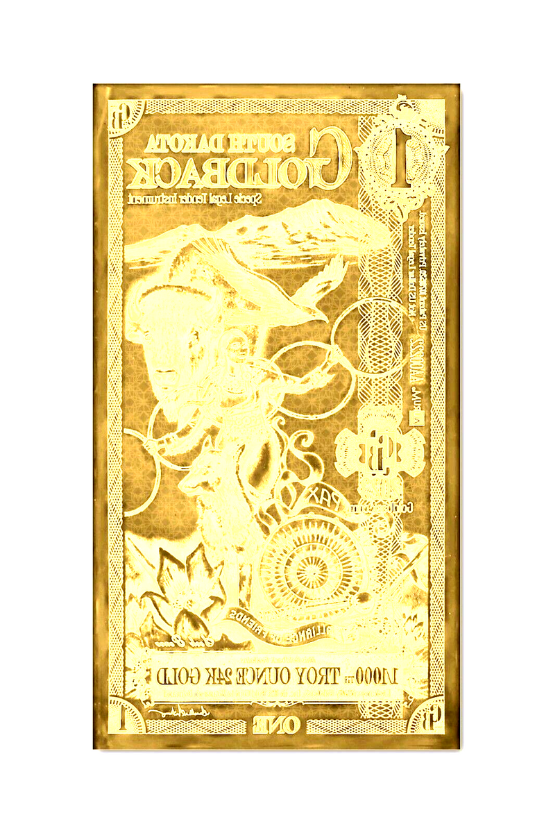 1 SOUTH DAKOTA GOLDBACK AURUM 24KT GOLD FOIL NOTE BU 1/1000TH OZ .999 ...