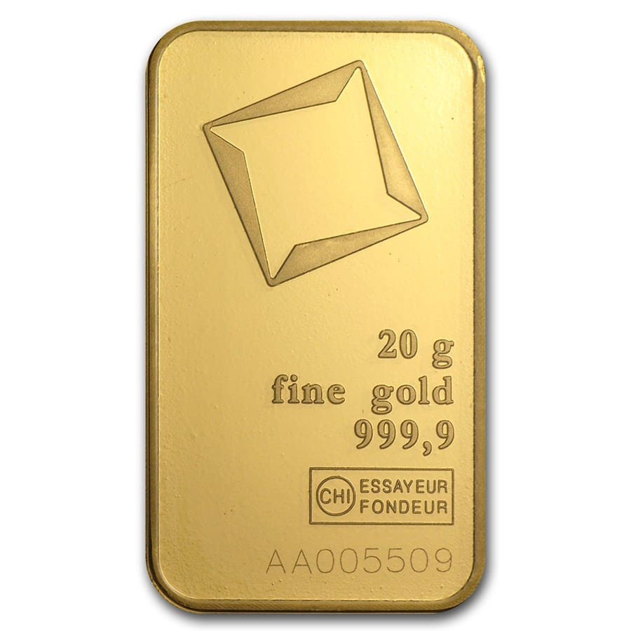20 GRAM VALCAMBI SUISSE .9999 FINE GOLD BAR IN ASSAY