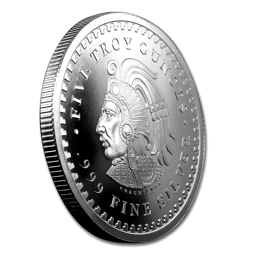 5 TROY OZ .999 FINE SILVER AZTEC CALENDER ROUND BU