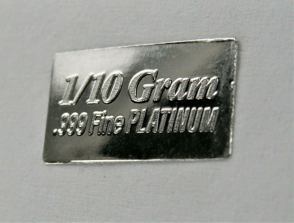 GOLD & PLATINUM COMBINATION 1/10 GRAM .999 FINE BULLION BARS - IN COA CARD