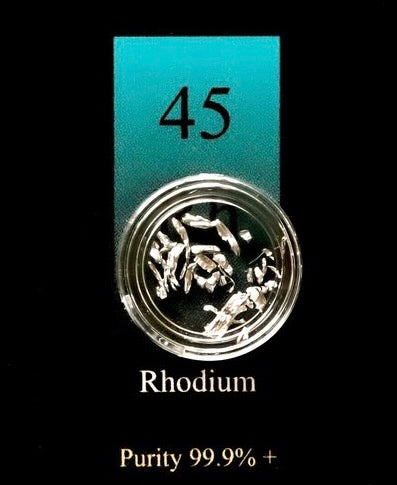 1/4 GRAM 99.9% PURE RHODIUM CRYSTAL METAL - IN COA CARD