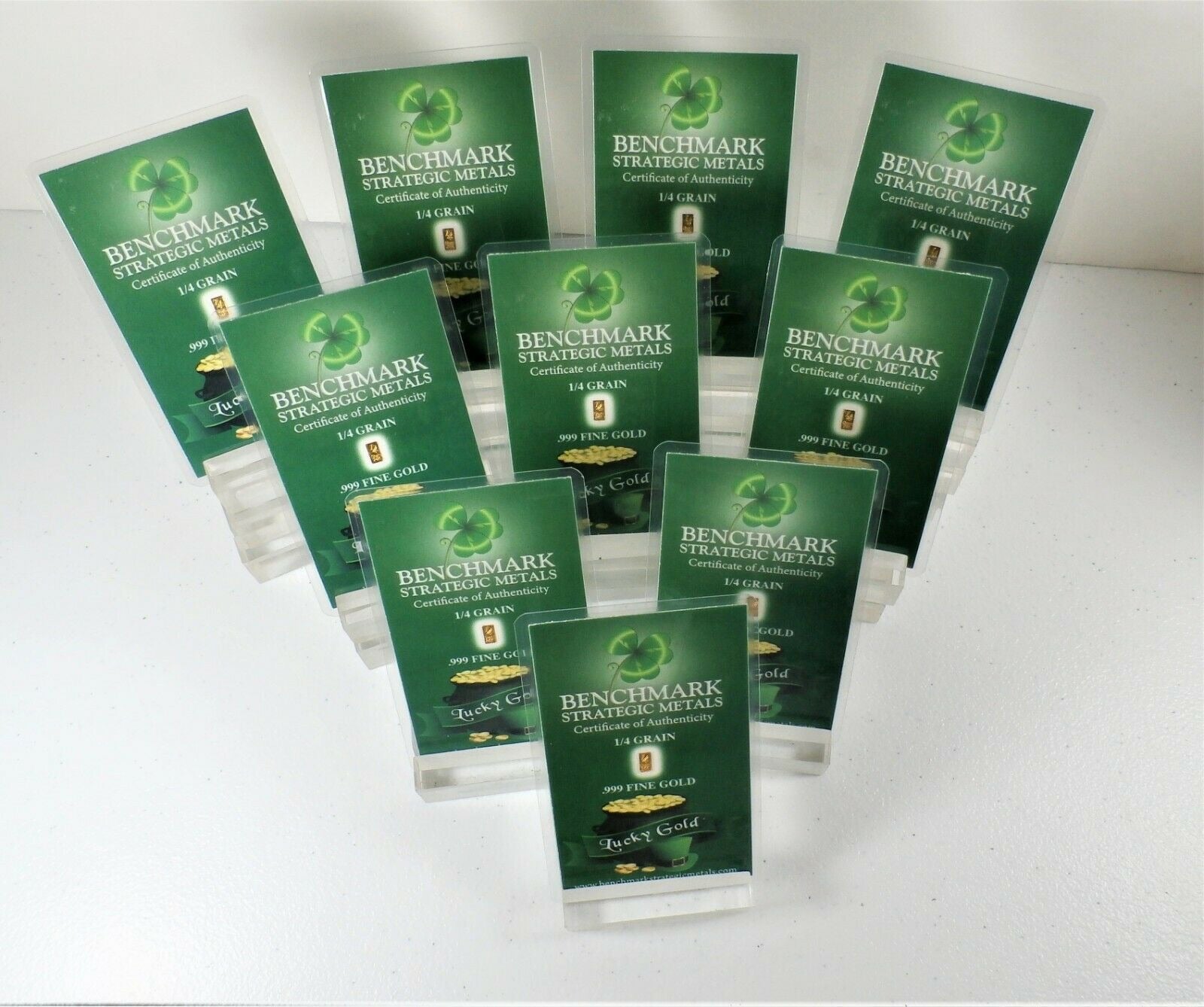 LOT 10 X 1 “POT O’ GOLD” 1/60 GRAM .9999 FINE 24K GOLD BULLION BARS - IN COA CARD