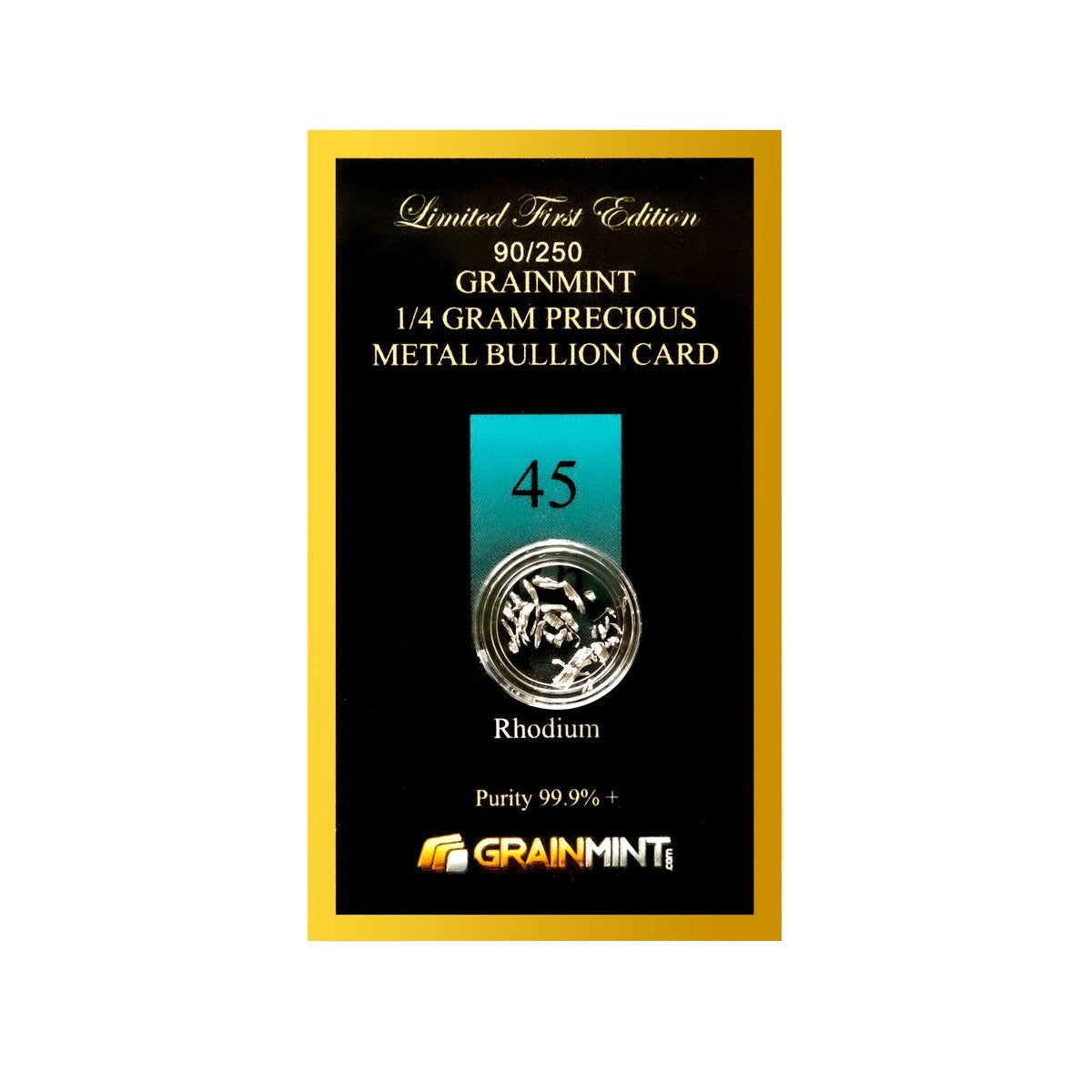 1/4 GRAM 99.9% PURE RHODIUM CRYSTAL METAL - IN COA CARD