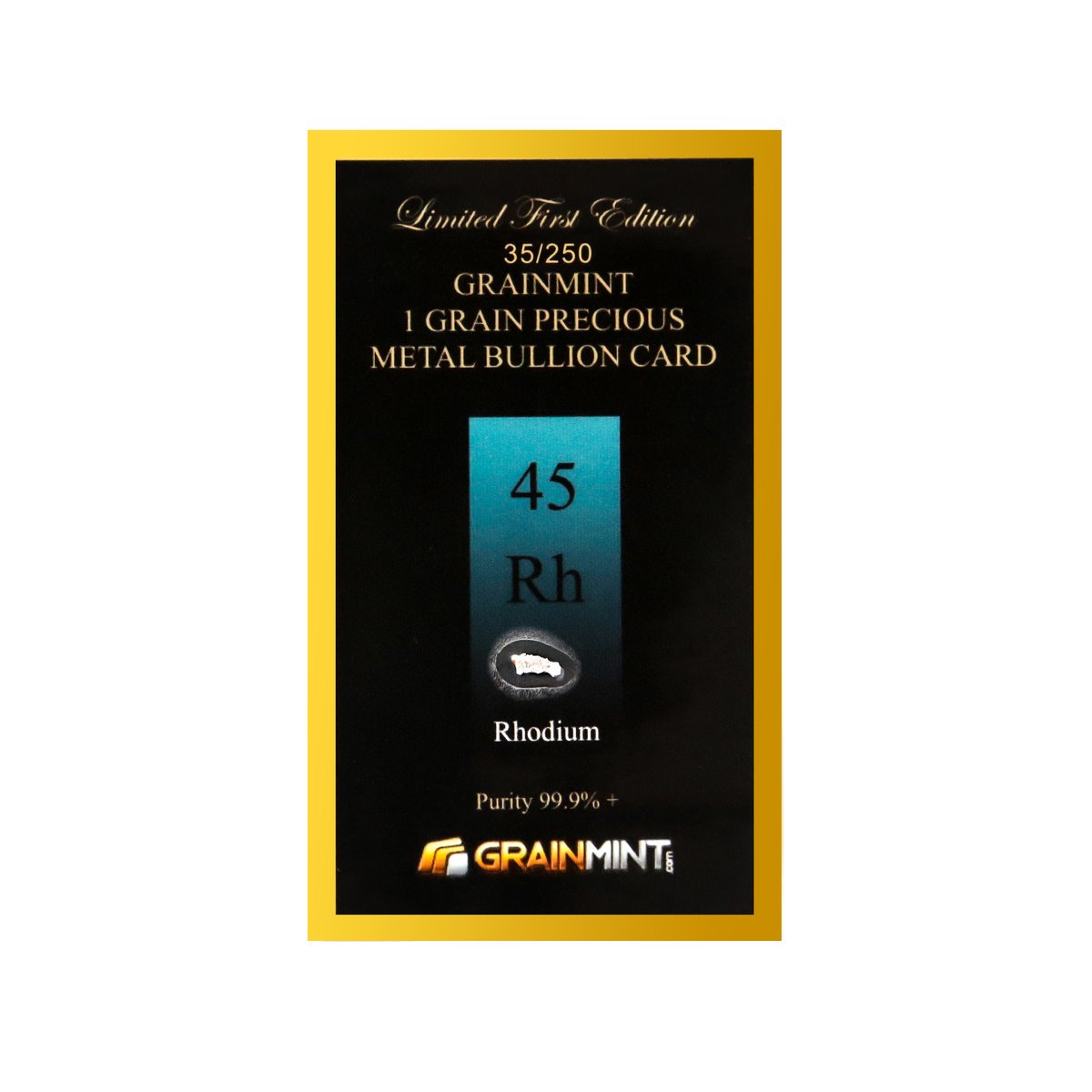 1 GRAIN 99.9% PURE RHODIUM CRYSTAL METAL - IN COA CARD