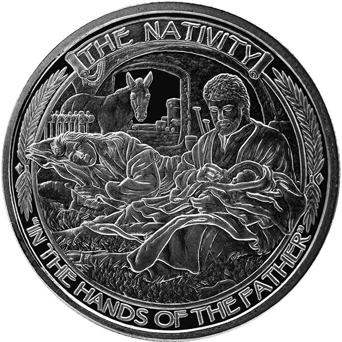 1 TROY OZ .999 FINE SILVER 2019 NATIVITY ROUND BU