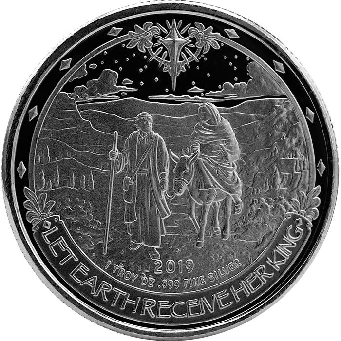 1 TROY OZ .999 FINE SILVER 2019 NATIVITY ROUND BU