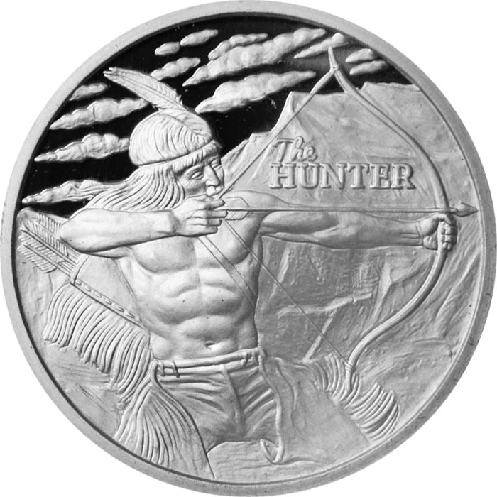 1 TROY OZ .999 FINE SILVER THE HUNTER ROUND BU